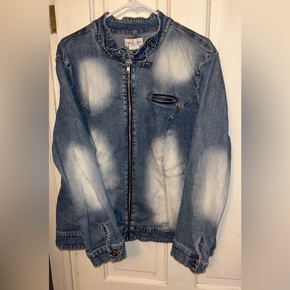 Baby Phat Women's 2 XL Blue Denim Long Sleeve Light Wash Jean Jacket Zip Up